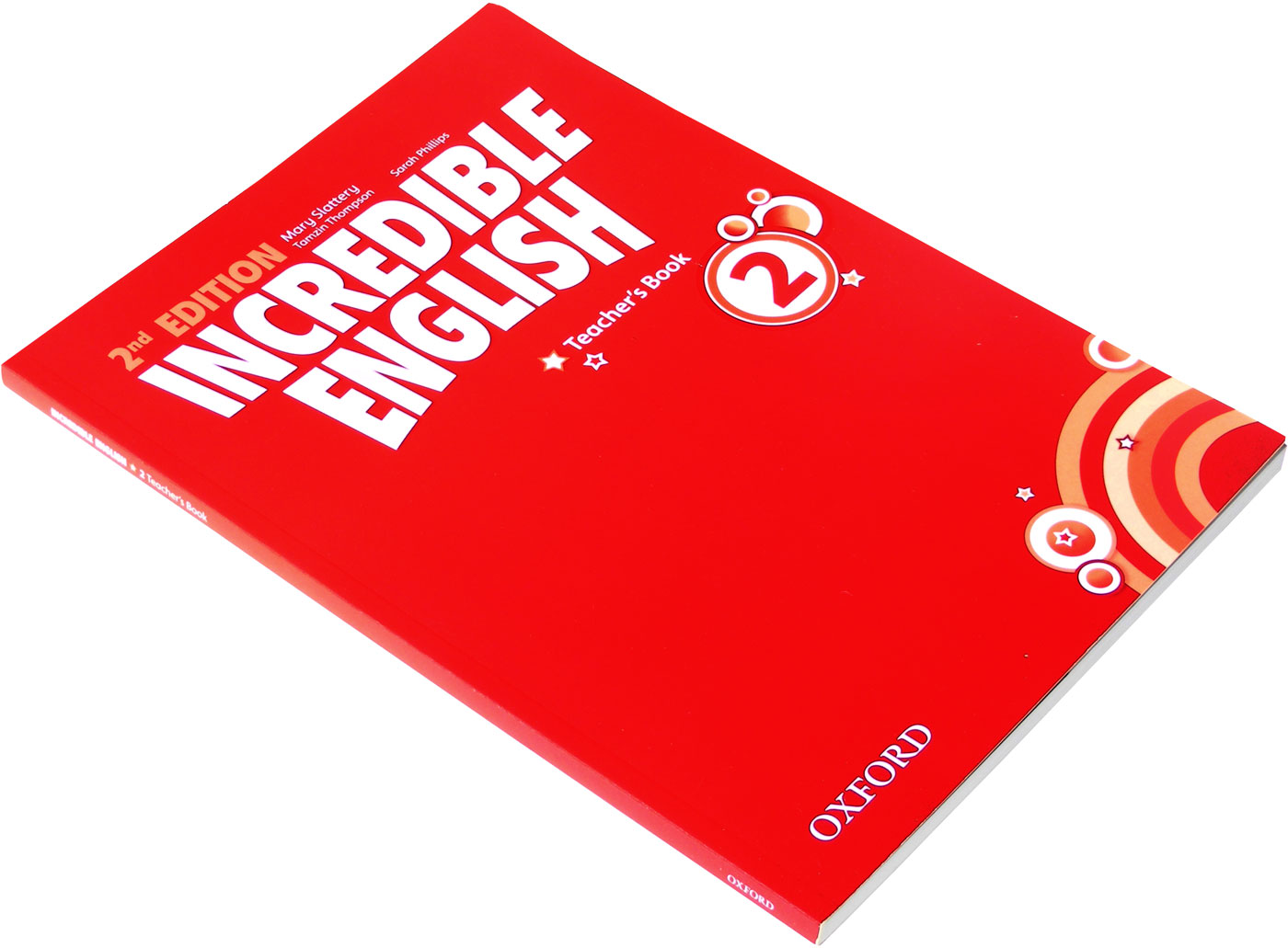 Photograph of the ELT teachers workbook, red front cover at a 45 degree angle